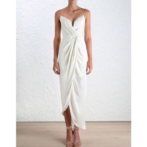 NWT Zimmermann white silk long plunge dress Sz 4/6